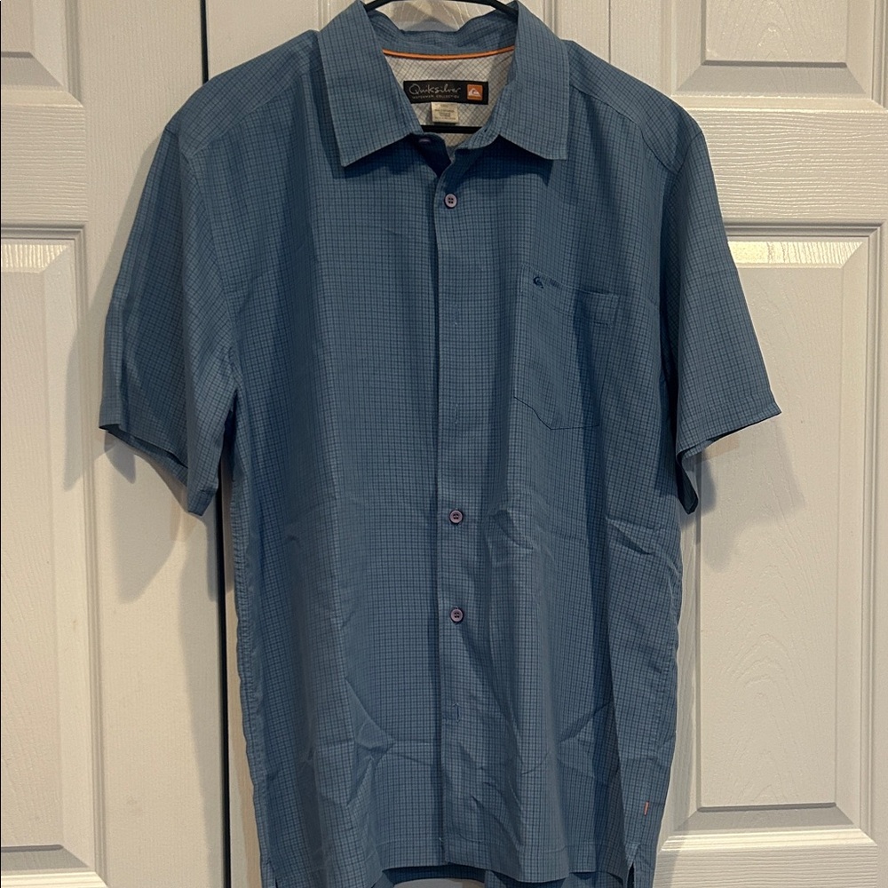 Quiksilver Men's Navy Checkered Button Down Shirt